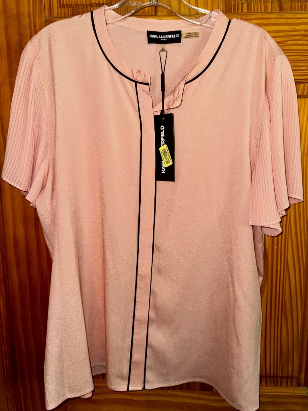 Karl Lagerfield pink and black piping blouse